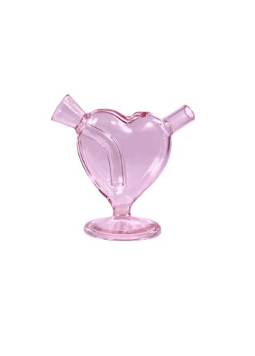 bubbler en verre en forme de coeur rose