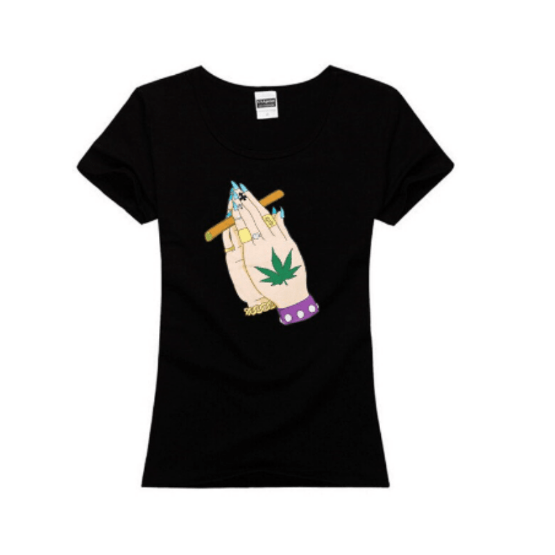 T-SHIRT PRAY WEED - Accessoires Fumeur 420 | Professionnels de Bangs, Pipe a Eau et CBD